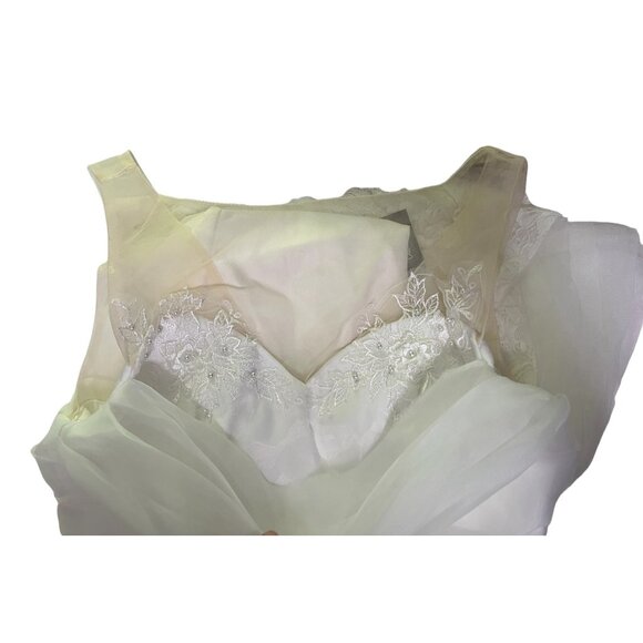 Lulus Beaded Draped Sweetheart Neck Tulle Flowy Maxi Formal Dress Sz Medium Whit - Picture 14 of 14